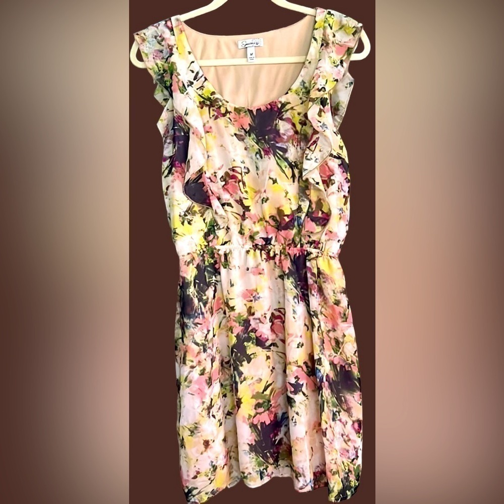 SPEECHLESS Watercolor Sleeveless Lined Elasticized Waist Dress, Sz Medium, GUC.